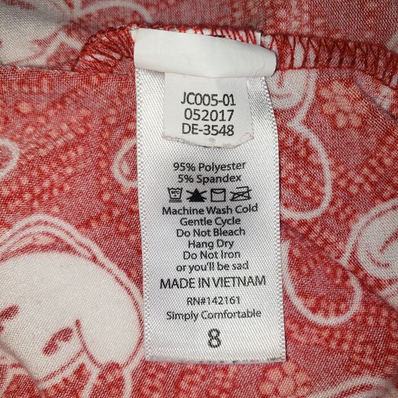 LULAROE Red White and Blue Mickey Mouse Print Sloan Top Girls Size 8 - Picture 5 of 6